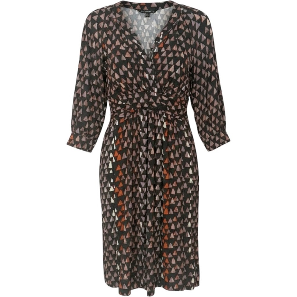 Plenty by Tracy Reese Barneys NY 100% Silk Geometric Mini Dress Black Brown Sz 2